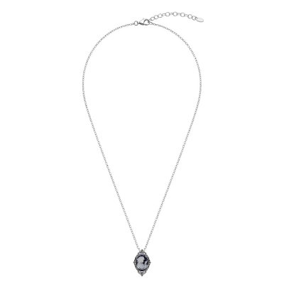 Black Agate Lady & Bird Cameo Sterling Silver Pendant With Chain 18+2 Inches