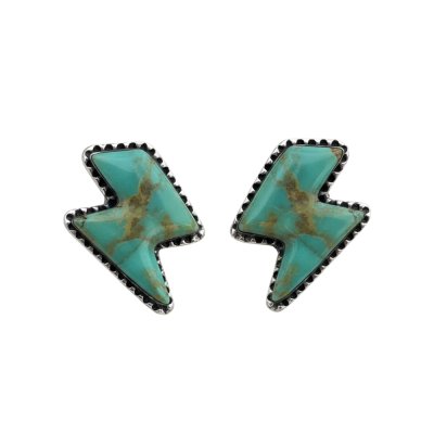 Western Lightning Turquoise Sterling Silver thunder Stud Earrings