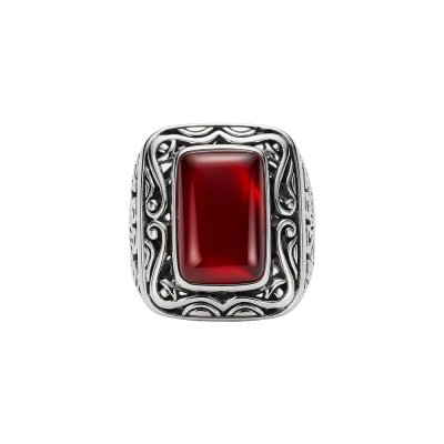Red Agate Sterling Silver Ring