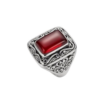 Red Agate Sterling Silver Ring