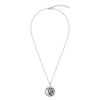 Abalone & Pearl And Chrome Diopside Sterling Silver Octopus With Chain 18+2 Inches