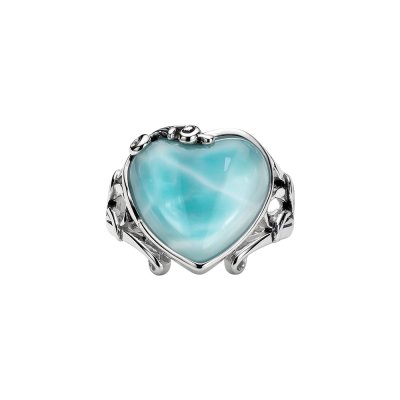 Larimar Sterling Silver Heart Ring
