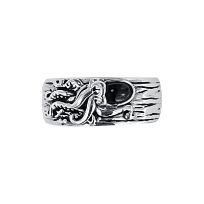 Black Onyx Sterling Silver Octopus Men's Ring