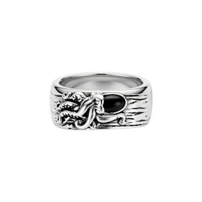 Black Onyx Sterling Silver Octopus Men's Ring