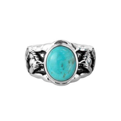 Blue Kingman Turquoise Sterling Silver Horse Ring