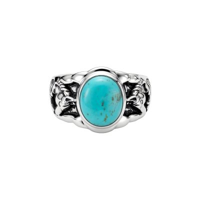 Blue Kingman Turquoise Sterling Silver Horse Ring