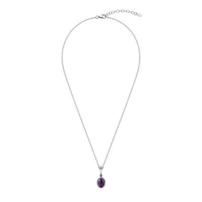 Purple Turquoise Sterling Silver Pendant With Chain 18+2 Inches