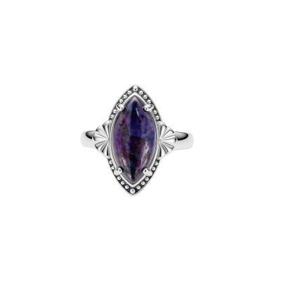 Purple Turquoise Sterling Silver Marque Ring