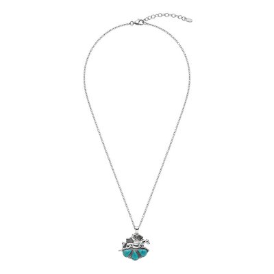Western Turquoise Sterling Silver Horse Pendant with Chain 18+2 Inches