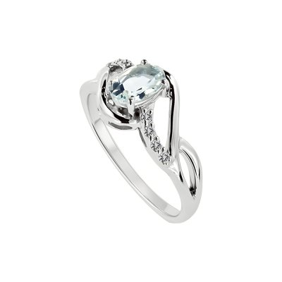 Aquamarine & White Zircon Sterling Silver Horse Silver Earrings