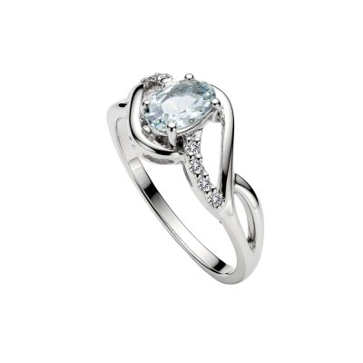 Aquamarine & White Zircon Sterling Silver Horse Silver Earrings