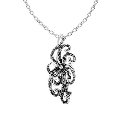 Squid Tentacles Sterling Silver Pendant with Chain 18+2 Inches
