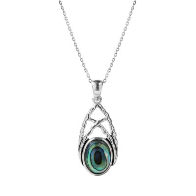 Abalone Sterling Silver Pendant with Chain 18+2 Inches