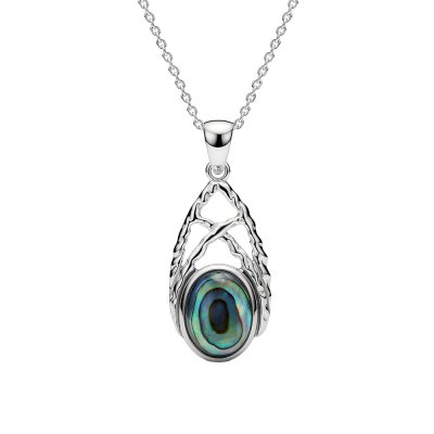 Abalone Sterling Silver Pendant with Chain 18+2 Inches