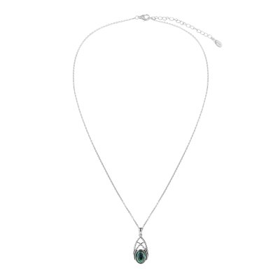 Abalone Sterling Silver Pendant with Chain 18+2 Inches