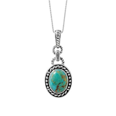 Turquoise Sterling Silver Pendant with Chain 18+2 Inches