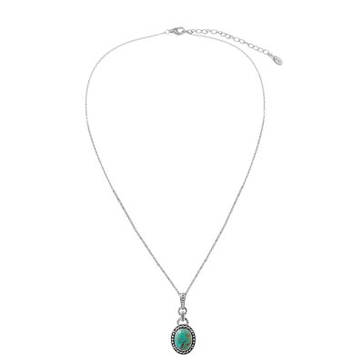 Turquoise Sterling Silver Pendant with Chain 18+2 Inches