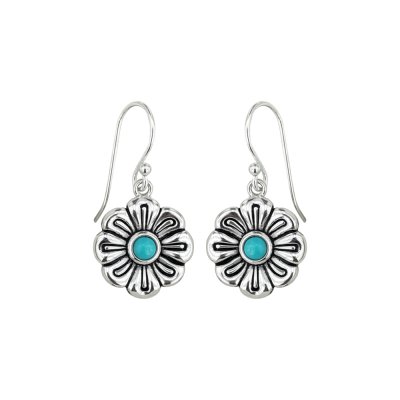 Turquoise Sterling Silver Flower Earrings