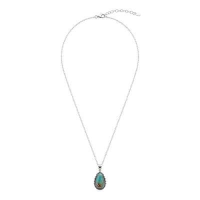 Turquoise Sterling Silver Pendant 18+2 Inches