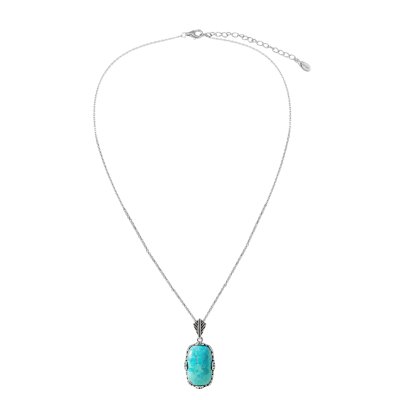 Turquoise Sterling Silver Pendant 18+2 Inches