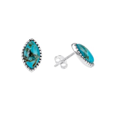 Sterling Silver Turquoise Marquise Earrings