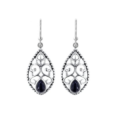 Filigree Black Onyx Sterling Silver Earrings