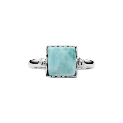 Square Larimar Sterling Silver Ring