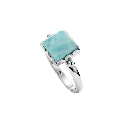 Square Larimar Sterling Silver Ring