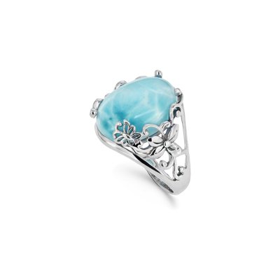 Larimar Sterling Silver Flower Ring