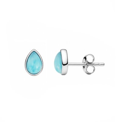 Pear Larimar Sterling Silver Earrings