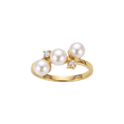 Freshwater Pearl White Zircon 18K Gold Plated Silver Cluster Ring