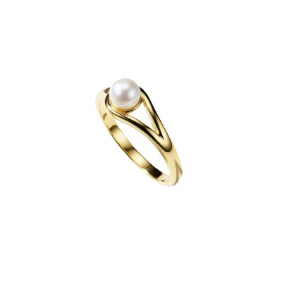 White Cultured Fresh Water Pearl 18K Yellow Gold Over Sterling Silver Ring