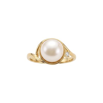 Freshwater Pearl White Zircon 18K Gold Plated Silver Bypass Ring