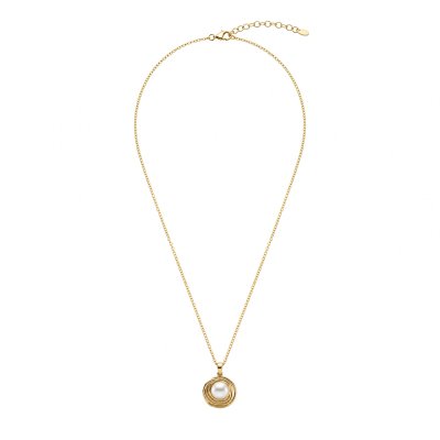 Freshwater Pearl Swirl Nest 18K Gold Plated 925 Silver Pendant Necklace