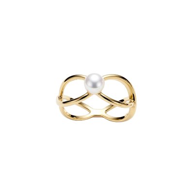 White Cultured Fresh Water Pearl 18K Yellow Gold Over Sterling Silver Ring