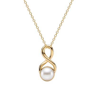Freshwater Pearl Infinity 18K Gold Plated 925 Silver Pendant Necklace