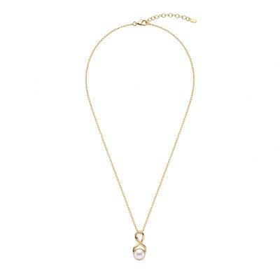 Freshwater Pearl Infinity 18K Gold Plated 925 Silver Pendant Necklace