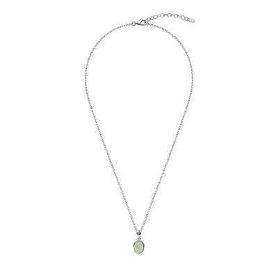 Synthetic White Opal Sterling Silver Pendant With Chain 18+2 Inches