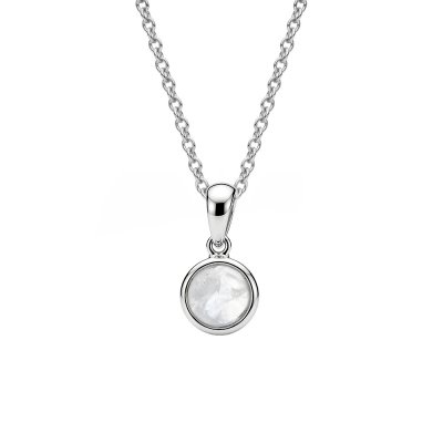 Rainbow Moonstone Sterling Silver Pendant With Chain 18+2 Inches