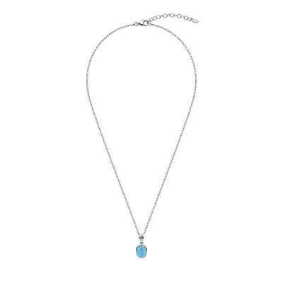 Synthetic Blue Opal Sterling Silver Pendant With Chain 18+2 Inches