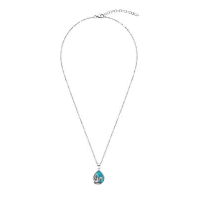 Turquoise Sterling Silver Hummingbird Pendant With Chain 18+2 Inches