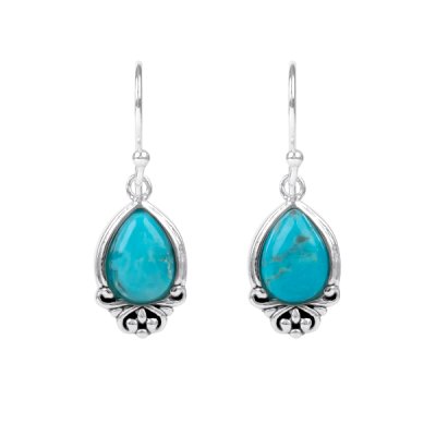 Sterling Silver Turquoise Pear Earrings