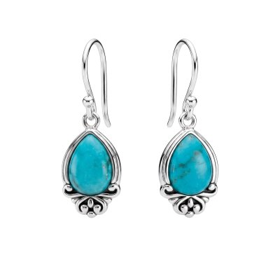 Sterling Silver Turquoise Pear Earrings