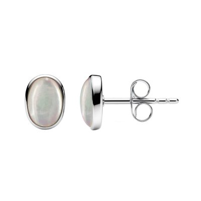 Oval Mother of Pearl Sterling Silver Earrings