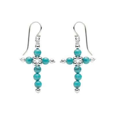 Cross Turquoise Sterling Silver Earrings