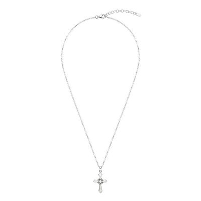 Cross Mother of Pearl Sterling Silver Pendant With Chain 18+2 Inches