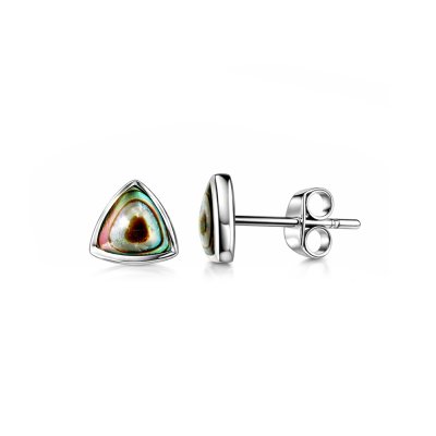 Trillion Abalone Sterling Silver Earrings