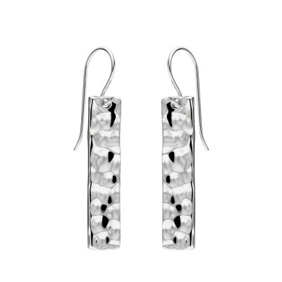 Hammered Rectangle Sterling Silver Earrings