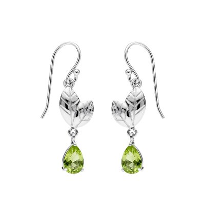 Leaft Peridot Sterling Silver Earrings