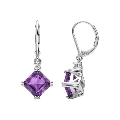 Amethyst & White Topaz Sterling Silver Earrings